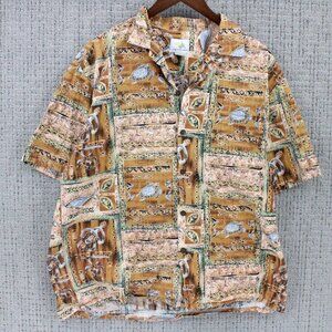 Vintage Hawaiian Fashion Shirt Mens XL Hawaiian Print Button Down Collared Y2k